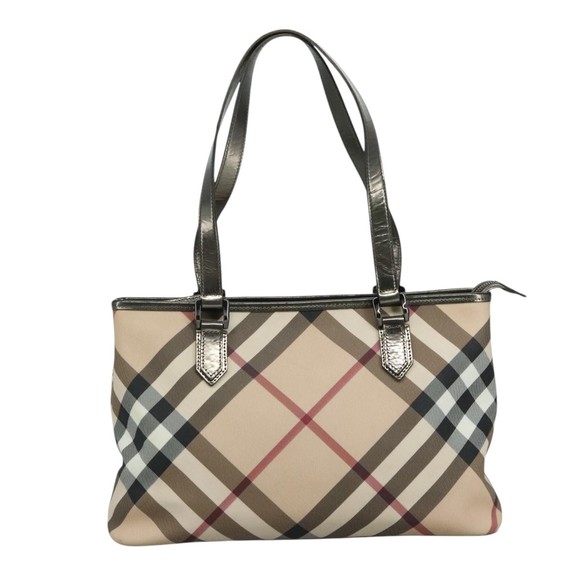 BURBERRY Nova Check Tote Bag PVC Beige Auth ki5332 - Picture 13 of 16